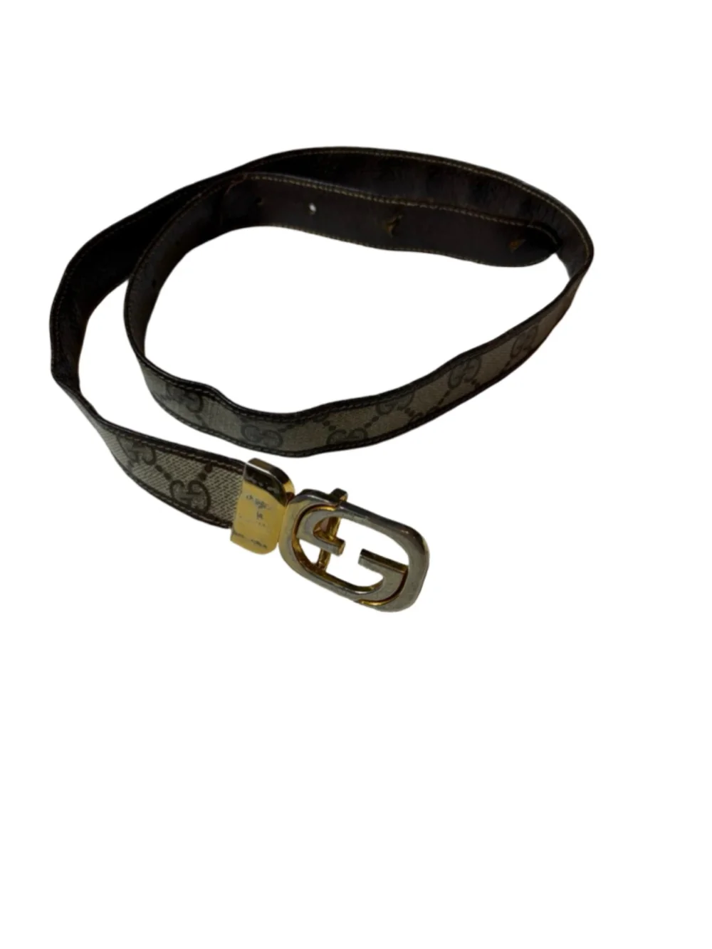 Gucci GG Supreme Monogram Reversible Leather Belt Interlocking G Buckle READ